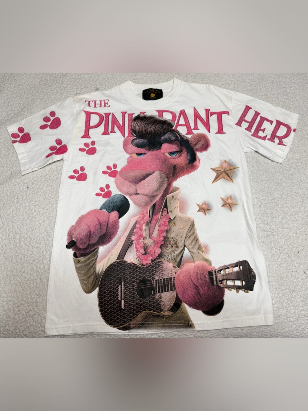 NEW Pink Panther AOP All Over Print T Shirt Big Face Cartoon Made in Thailand L
